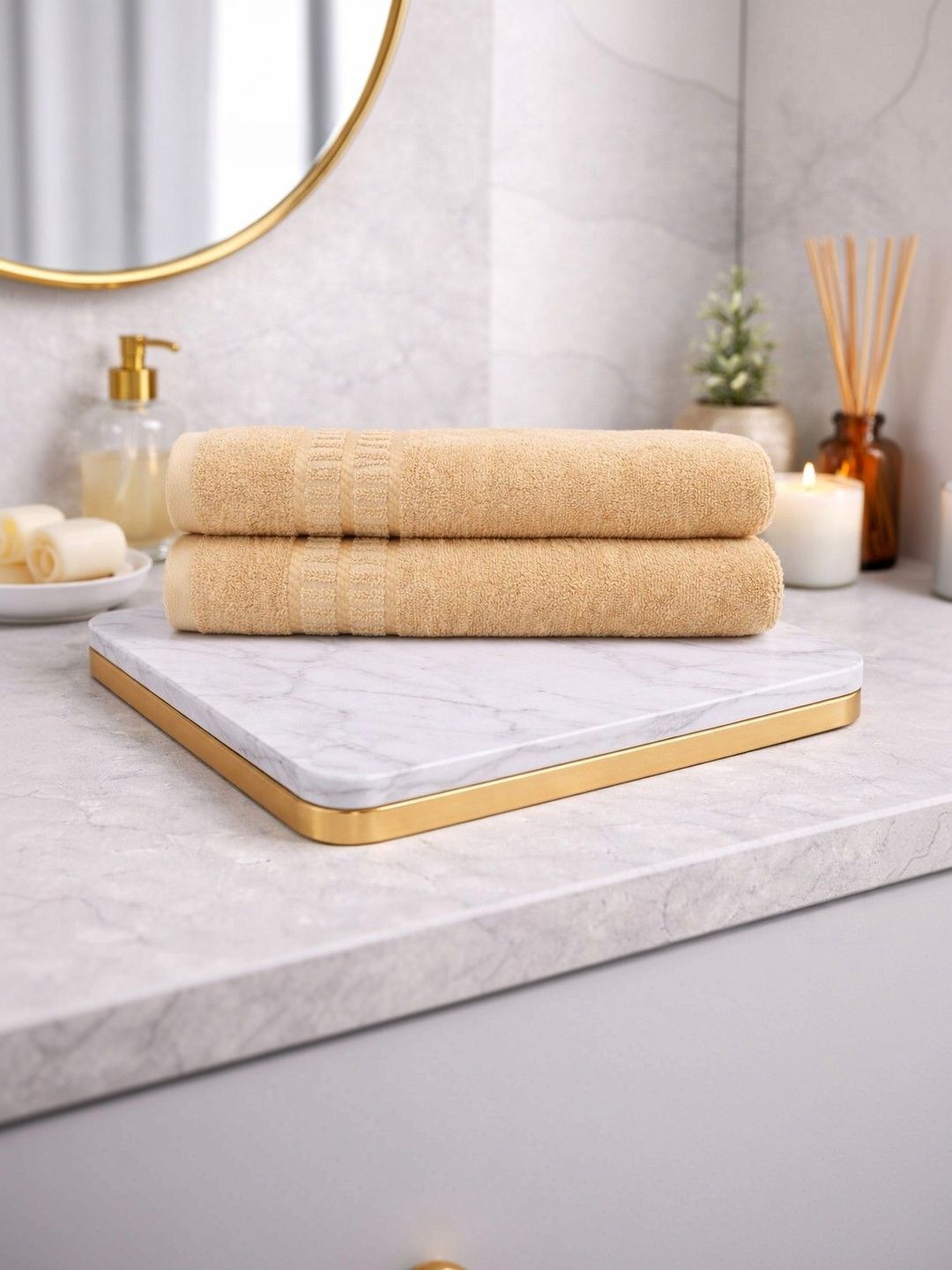 CasPure 2-Pcs Beige Pure Cotton Hand Towels-image-47