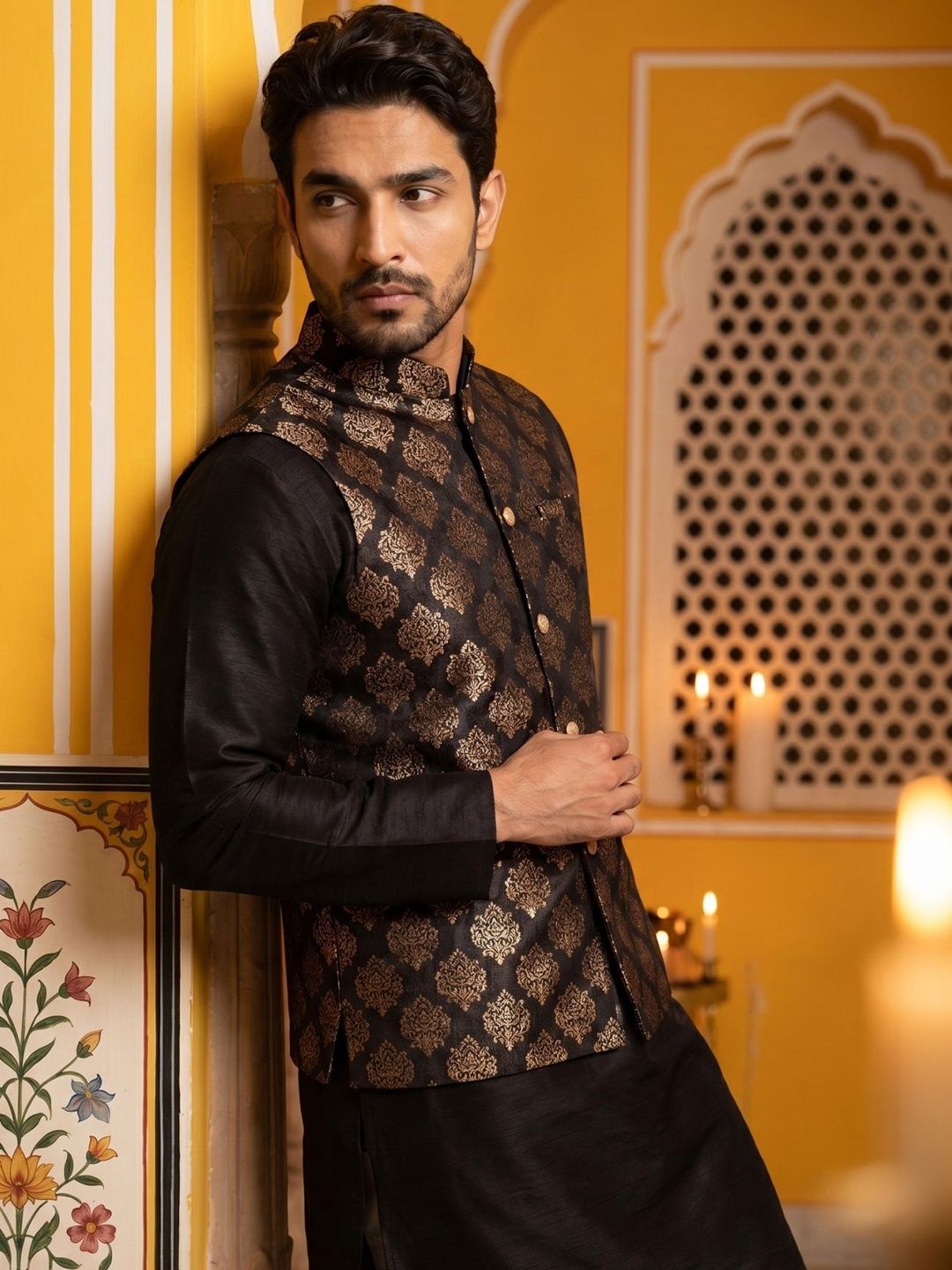 Jompers Printed Satin Nehru Jackets-picture-34