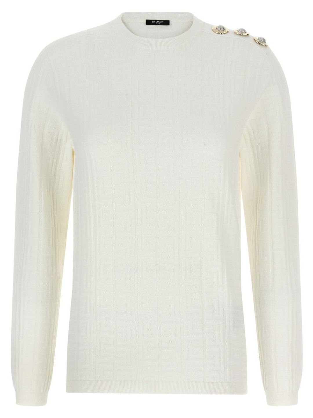 balmain White Maxi Shoulder Sweater-picture-18