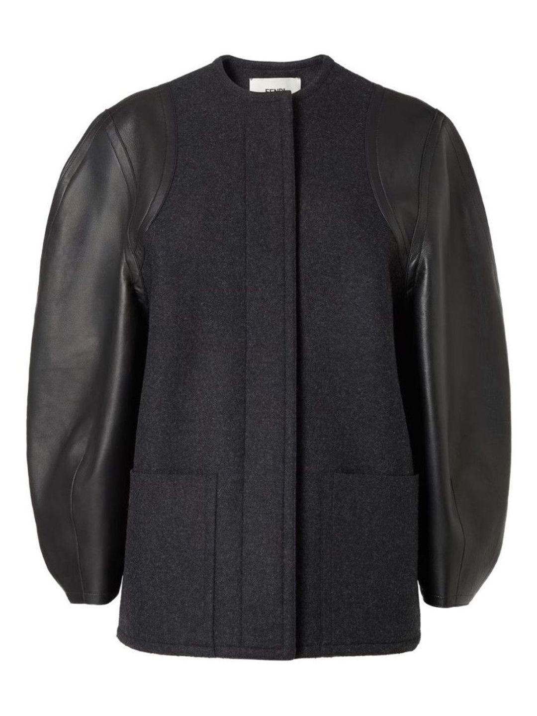 fendi Grey Wool And Leather Jacket-picture-55