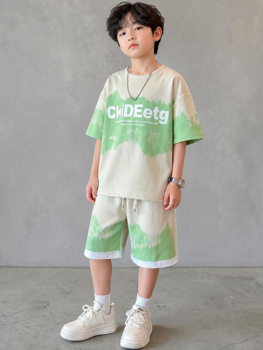 Pixel Punk Boys Dyed T-shirt with Shorts-picture-40