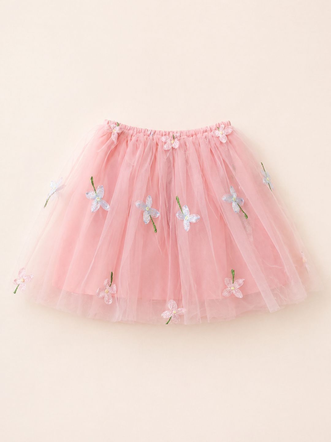 YK Girls Net Embellished Frills Bows and Ruffles Above Knee Flared Skirt-image-28