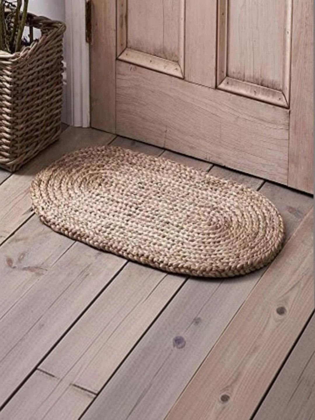 Siya Textiles Brown Textured Jute Cotton Anti-Skid Doormats-picture-40
