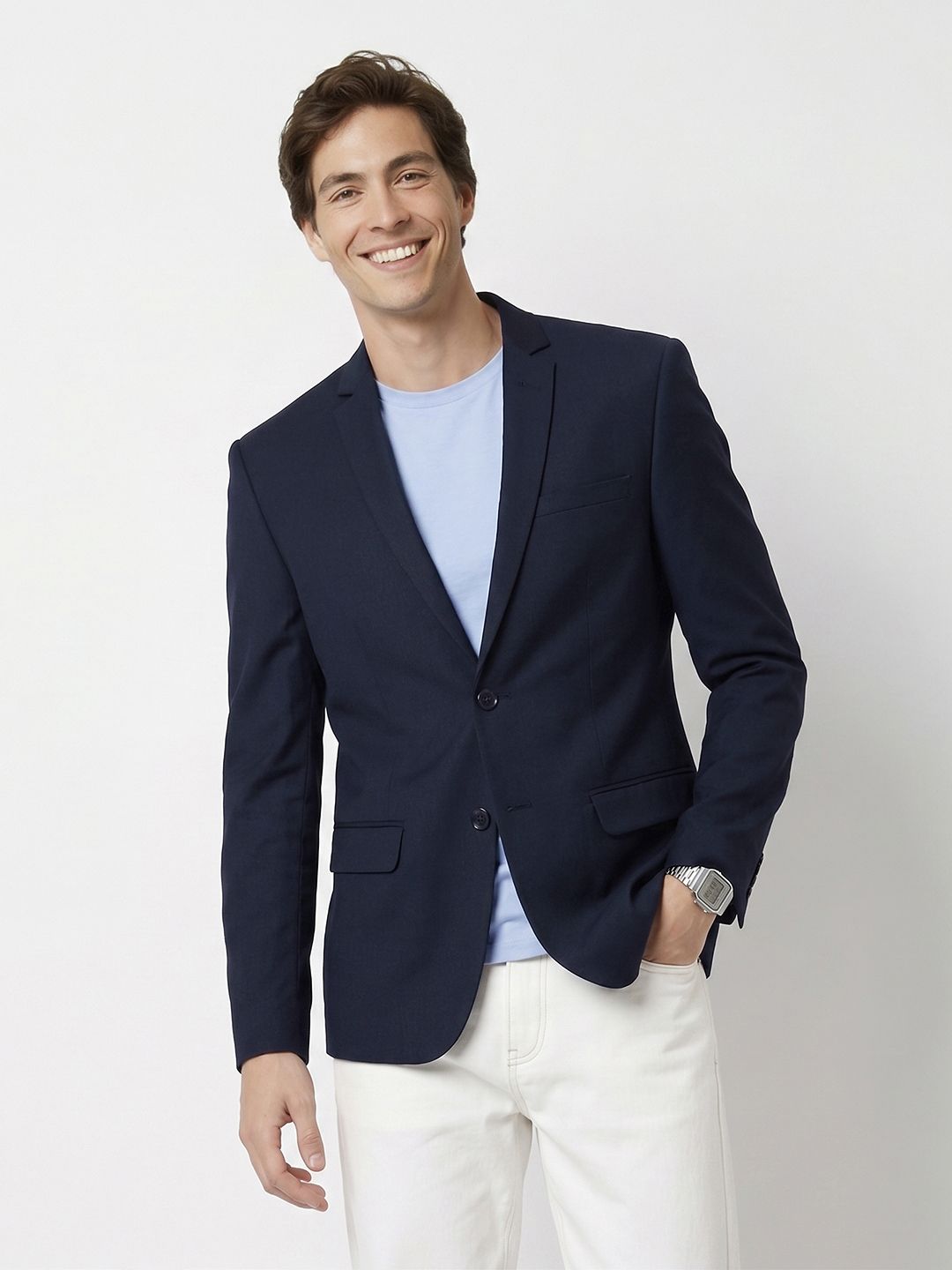 Mast & Harbour Notched Lapel Single Breasted Casual Blazer-picture-32