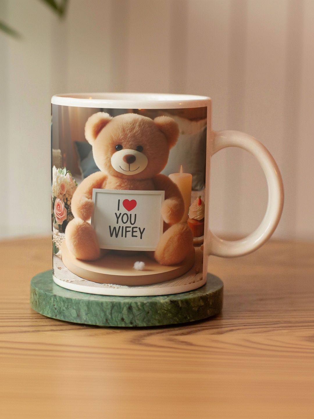 Balesara Maroon Printed Ceramic Glossy Cups and Mugs Set of-image-5
