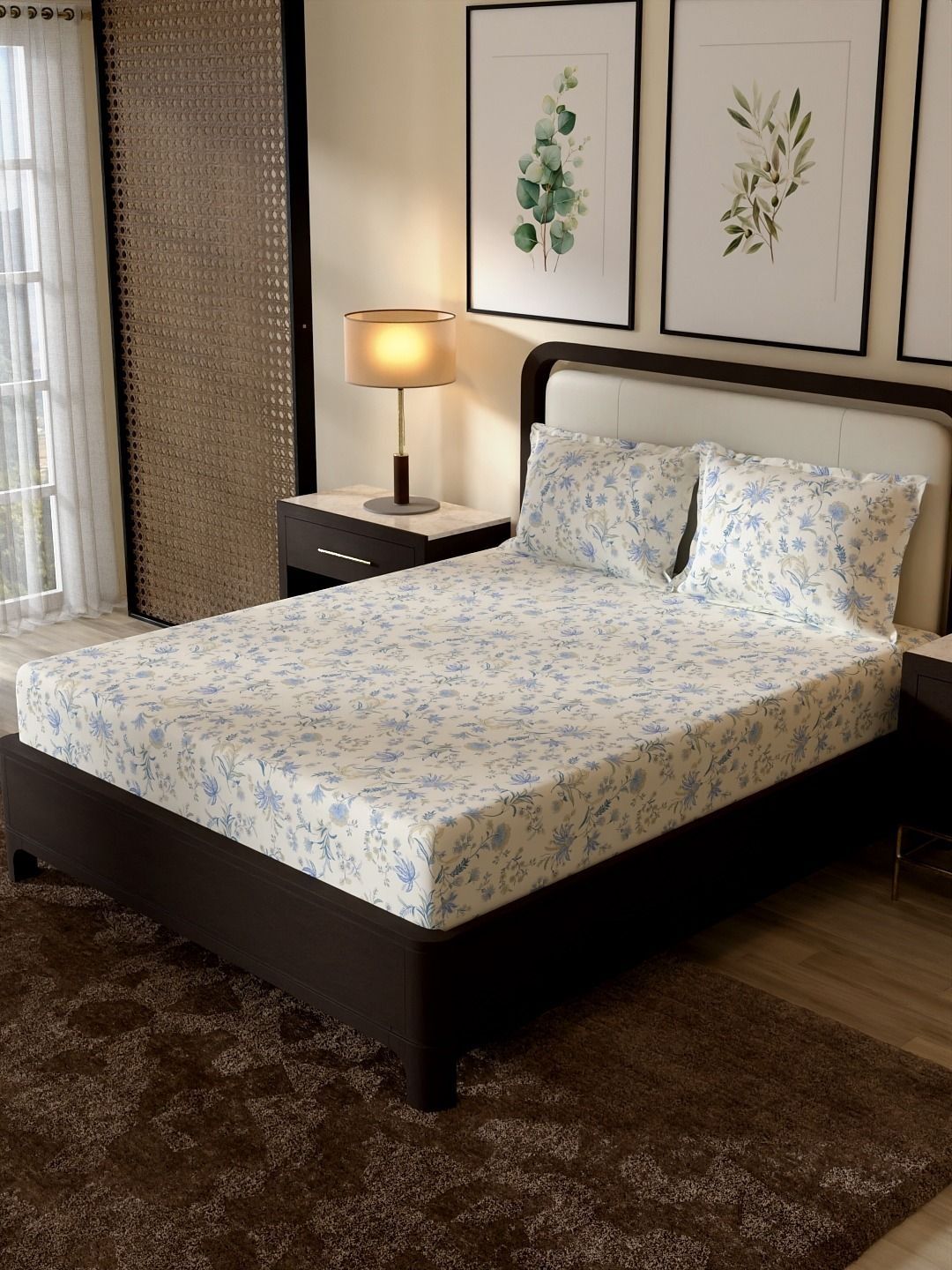 Portico New York Signature Elegance 104 TC Cotton Super King Bedsheet With 2 Pillow Covers-picture-35