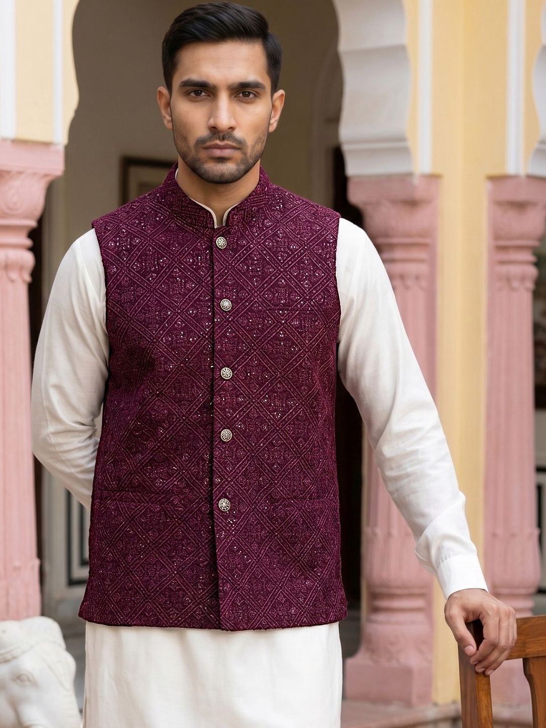Jompers Printed Satin Nehru Jackets-picture-33