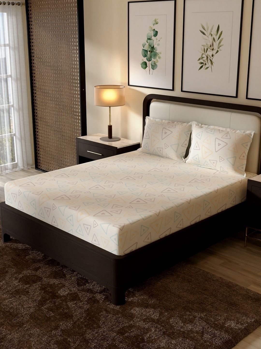 Portico New York Signature Elegance 104 TC Cotton Super King Bedsheet With 2 Pillow Covers-image-7