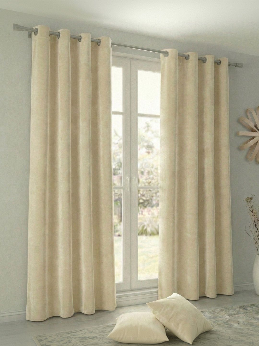 Home Spark Cream-Coloured Set of 2 Room Darkening Door Curtain-picture-46