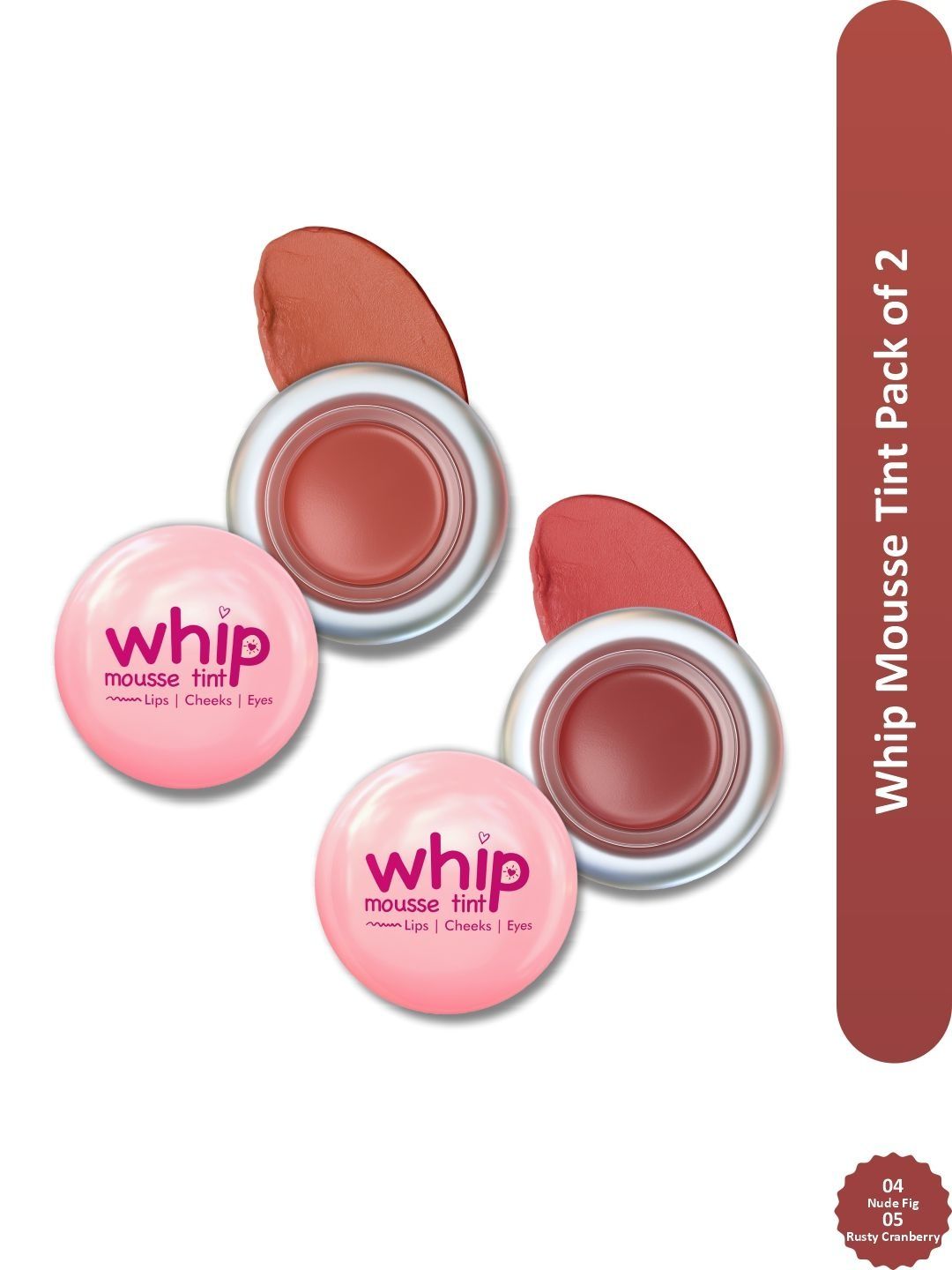 GLAM21 Set Of 2 Whip Mousse Tint For Lips Eyes & Cheek- Nude Fig 04 & Plum Star 06-picture-38