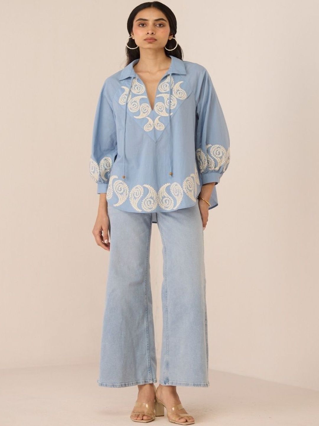 Calling June Embroidered Ethnic Cotton Top-image-12