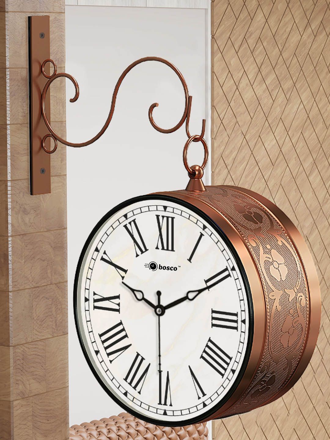 bosco Brown & White Printed Dial Double Side Vintage Wall Clock-image-38