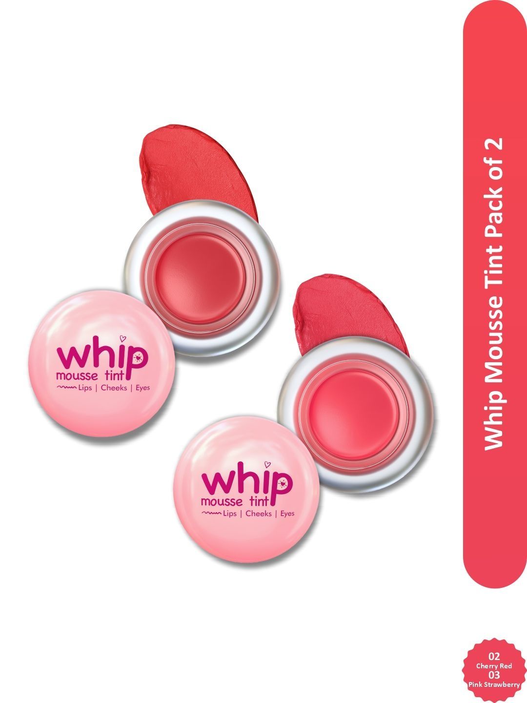GLAM21 Set Of 2 Whip Mousse Tint For Lips Eyes & Cheek- Cherry Red 02 & Pink Strawberry 03-picture-37