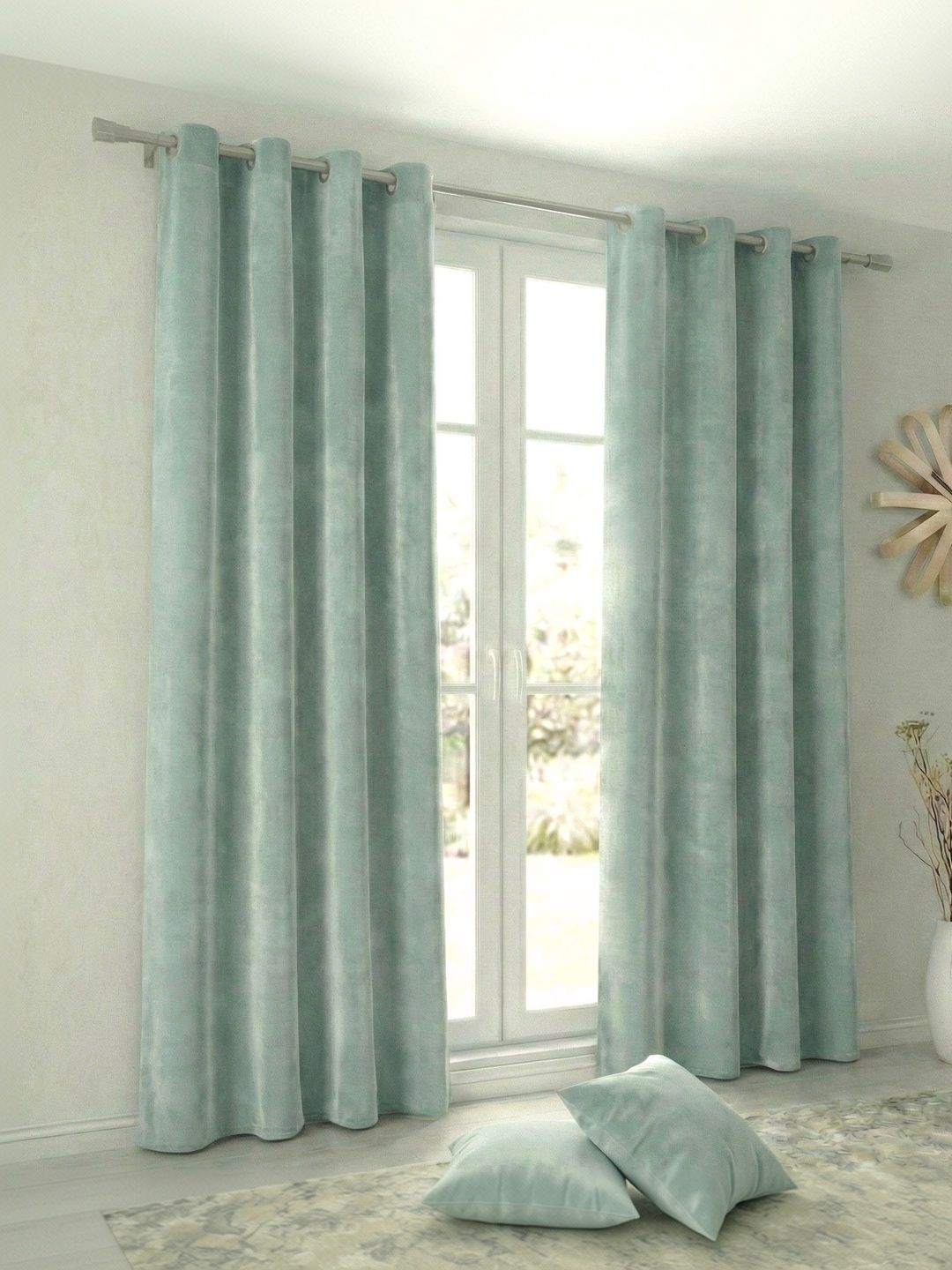 Home Spark Sea Green Set of 2 Room Darkening Long Door Curtain-image-31