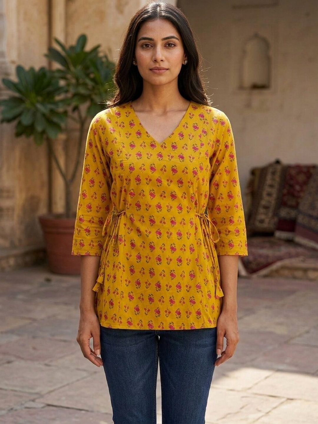 RITULIKA Floral Printed V-Neck Pure Cotton Blend Kurti-picture-35