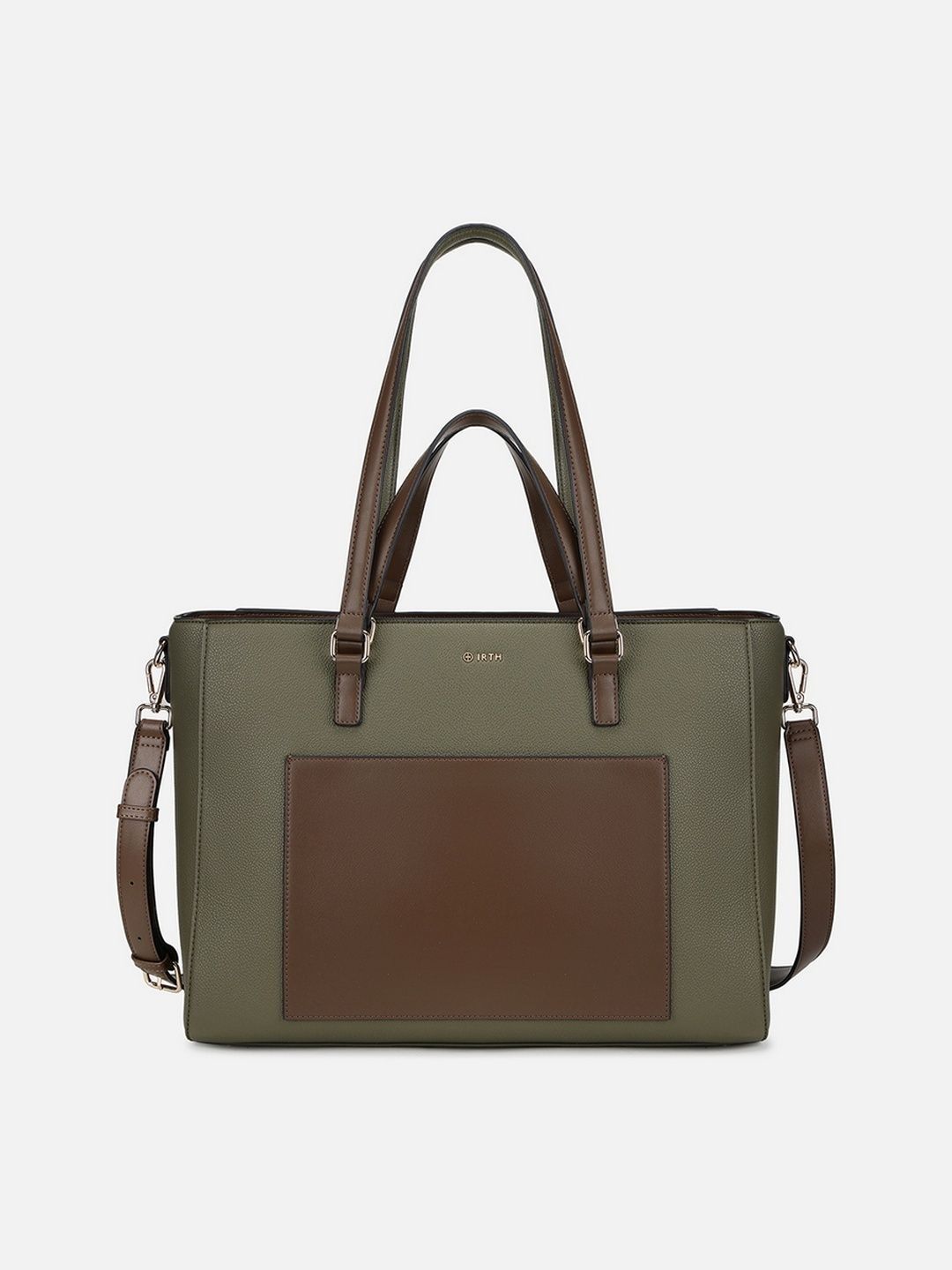 IRTH by House of Titan Textured Colourblocked PU Laptop Bag-picture-47
