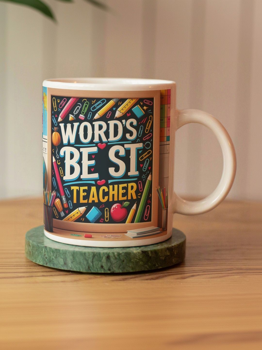 Balesara Maroon Text or Slogans Printed Ceramic Glossy Cups and Mugs Set of-image-24