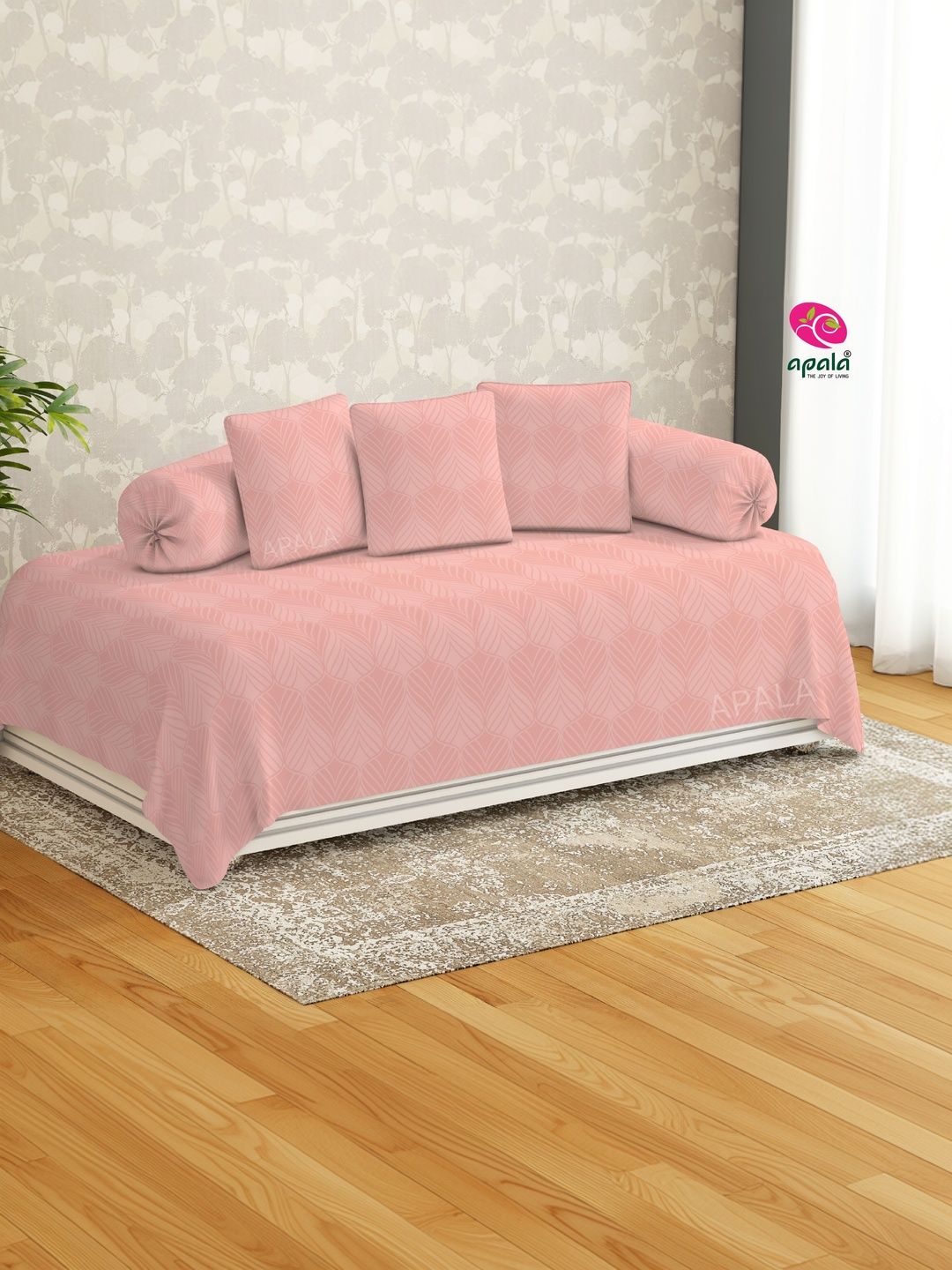 Apala Set Of 6 Maroon Self Design Microfiber Diwan Set-image-10