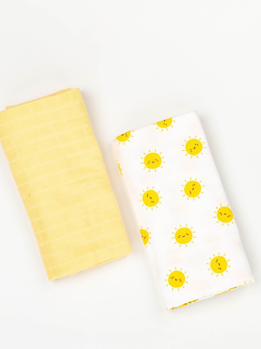 BeeLittle Yellow & Beige 2 Piece Printed Cotton 120 GSM Towel Set-image-13
