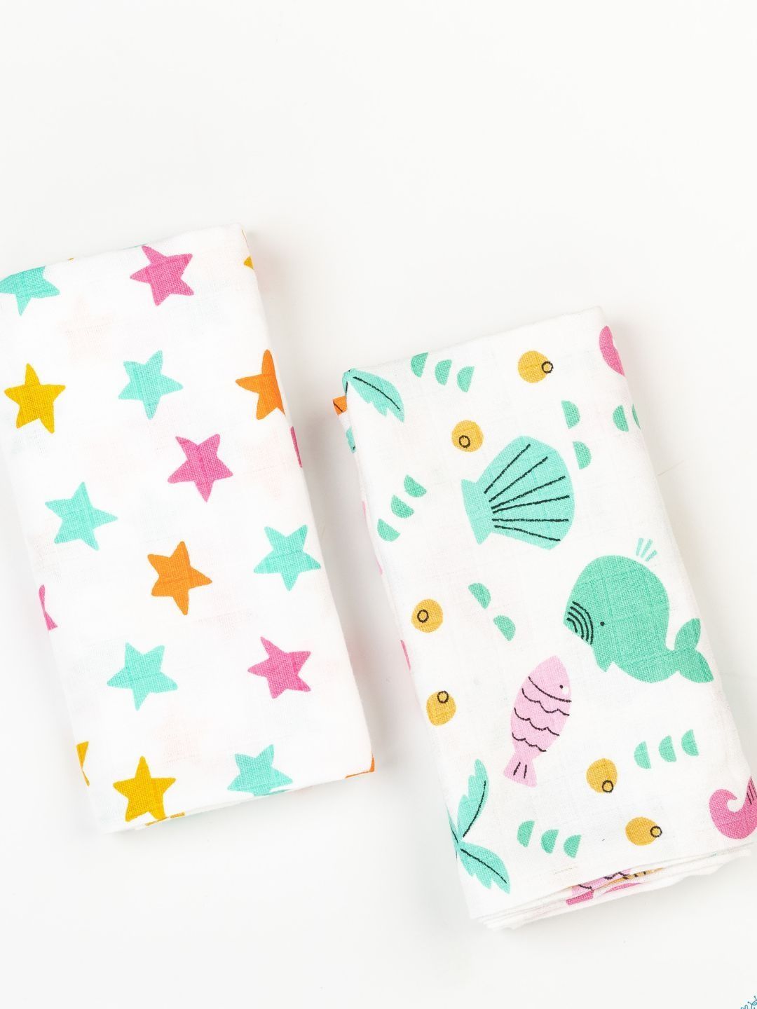 BeeLittle White & Pink 2 Piece Printed Cotton 120 GSM Towel Set-picture-50