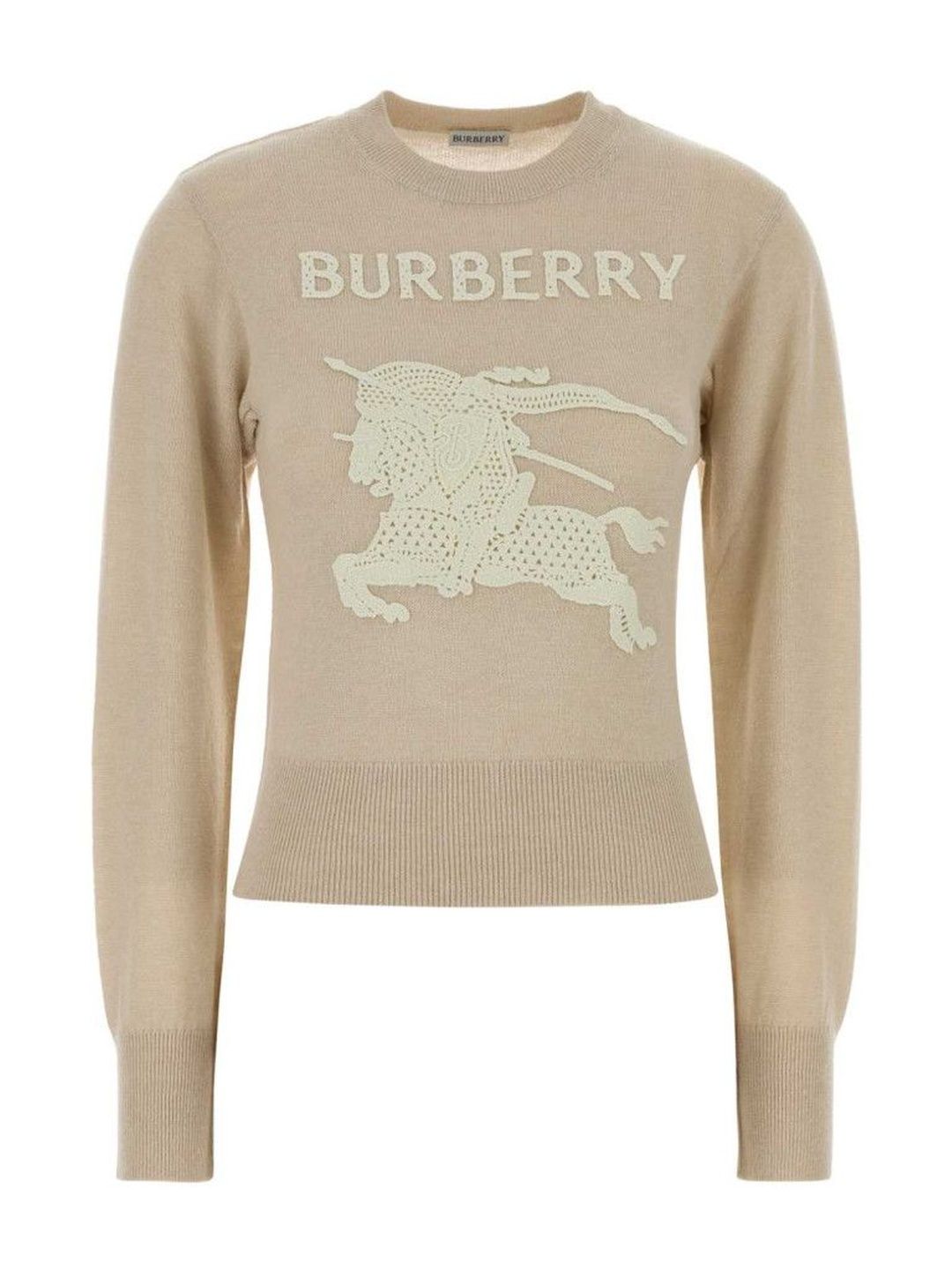 burberry Beige Crew Neck Graphic Logo Sweater-picture-53