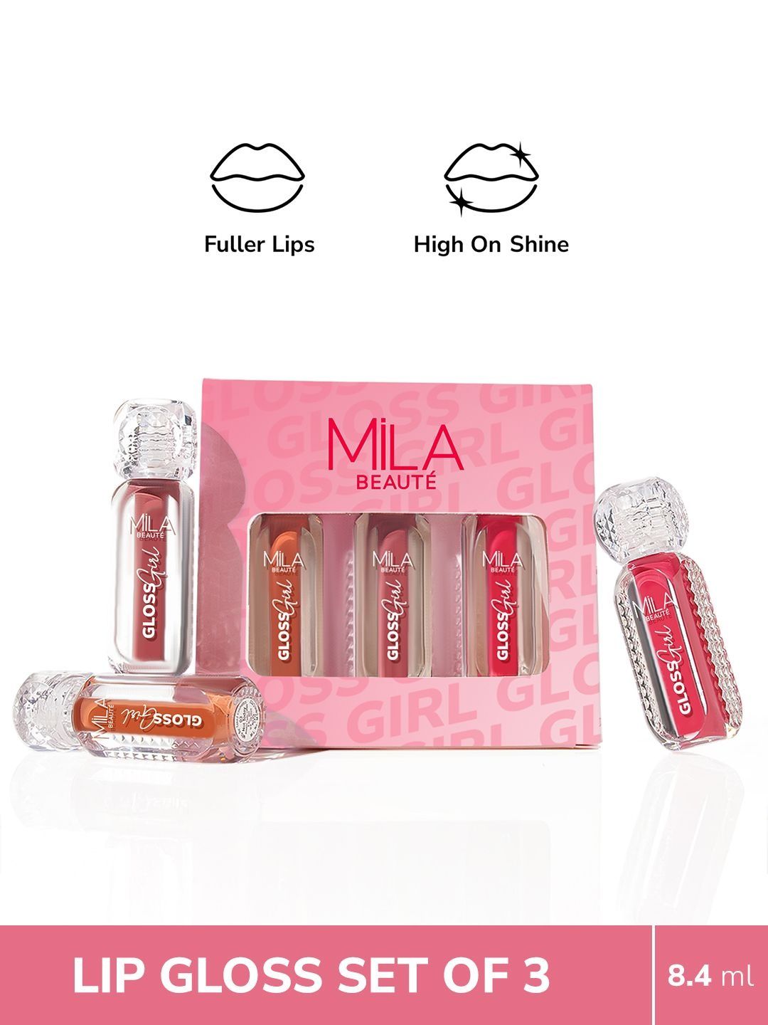 MILA BEAUTE Set Of 3 High Shine Lip Gloss - 2.8 ml Each - Not Today - Dont Know Gloss Girl-image-48