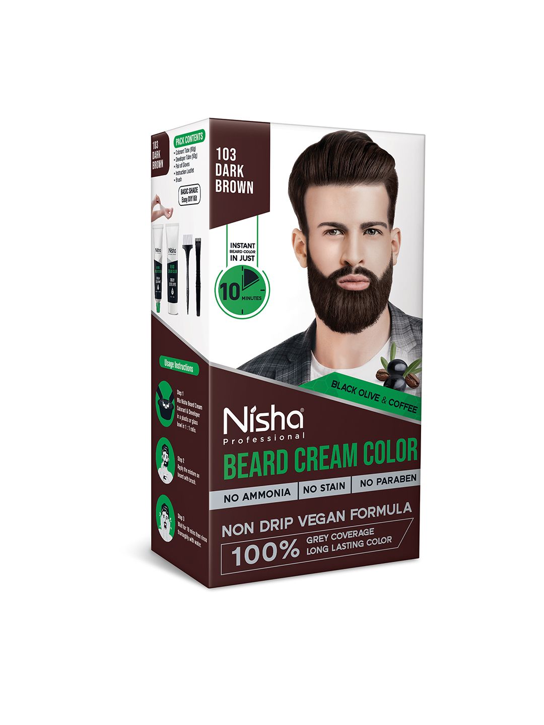 Nisha Beard Cream Color - 120 g - Dark Brown-image-3