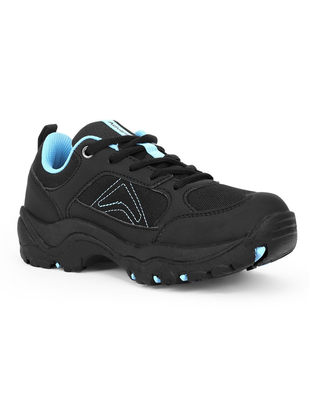 Adventra Sports Kids Black Low Top Hiking Shoes with AntiSkid Rubber Sole EH500-image-1