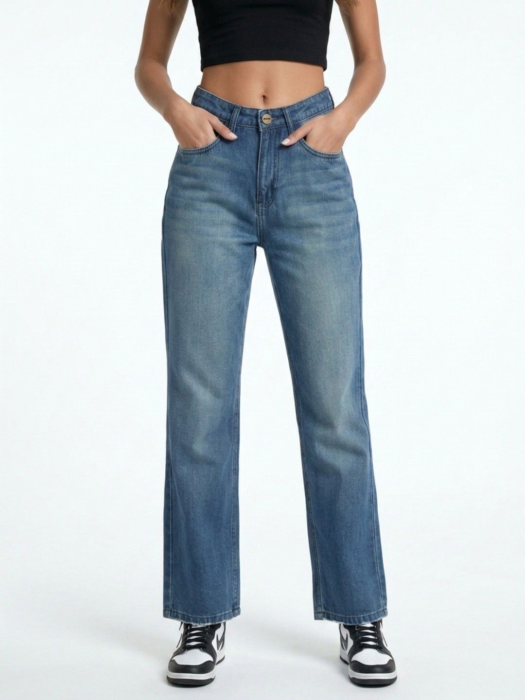 glitchez Women Straight Fit Mid-Rise Light Fade Stretchable Jeans-image-22