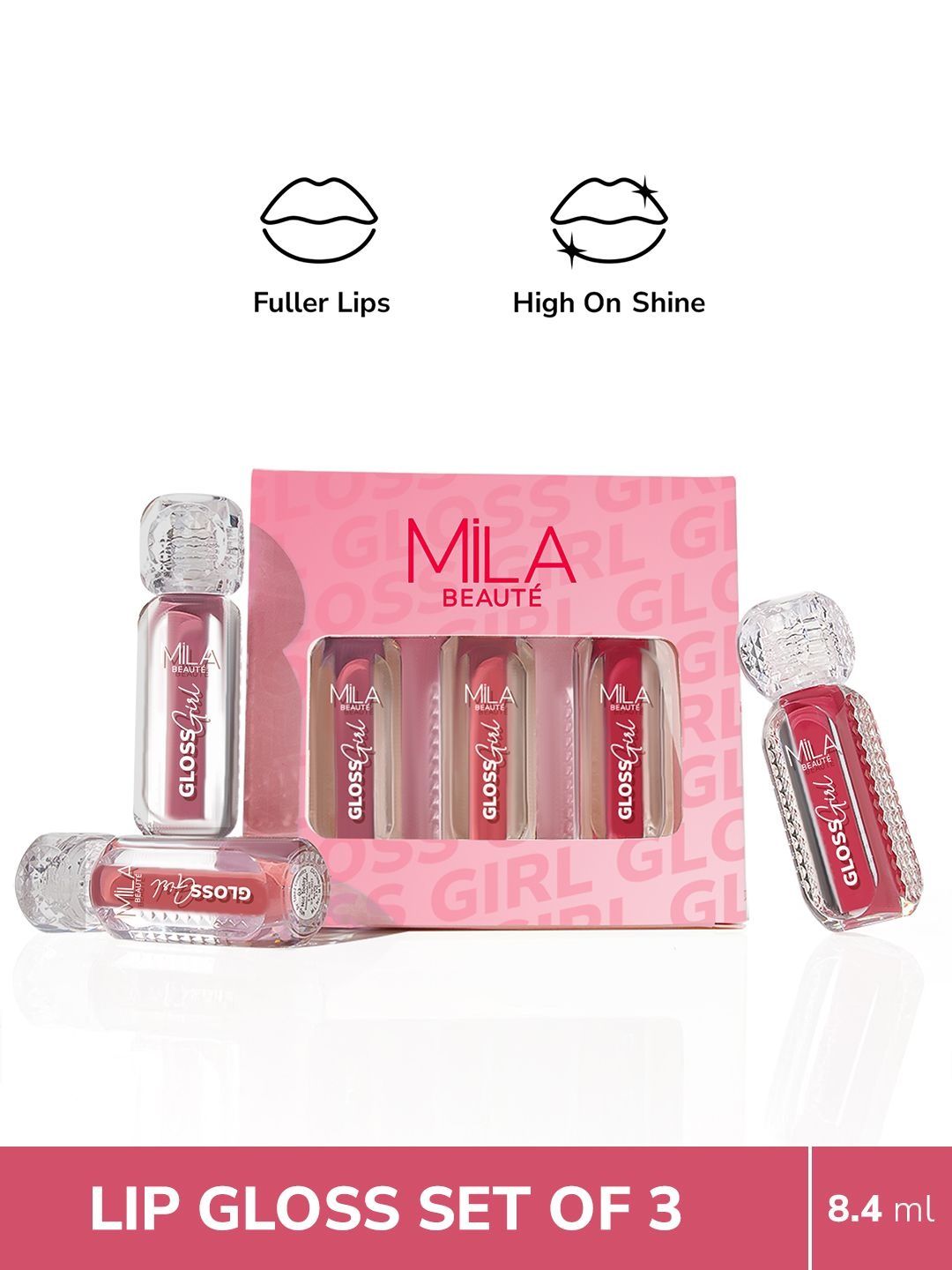 MILA BEAUTE Set Of 3 High Shine Lip Gloss - 2.8 ml Each - Dont Know - My Choice - Soo Me-picture-37