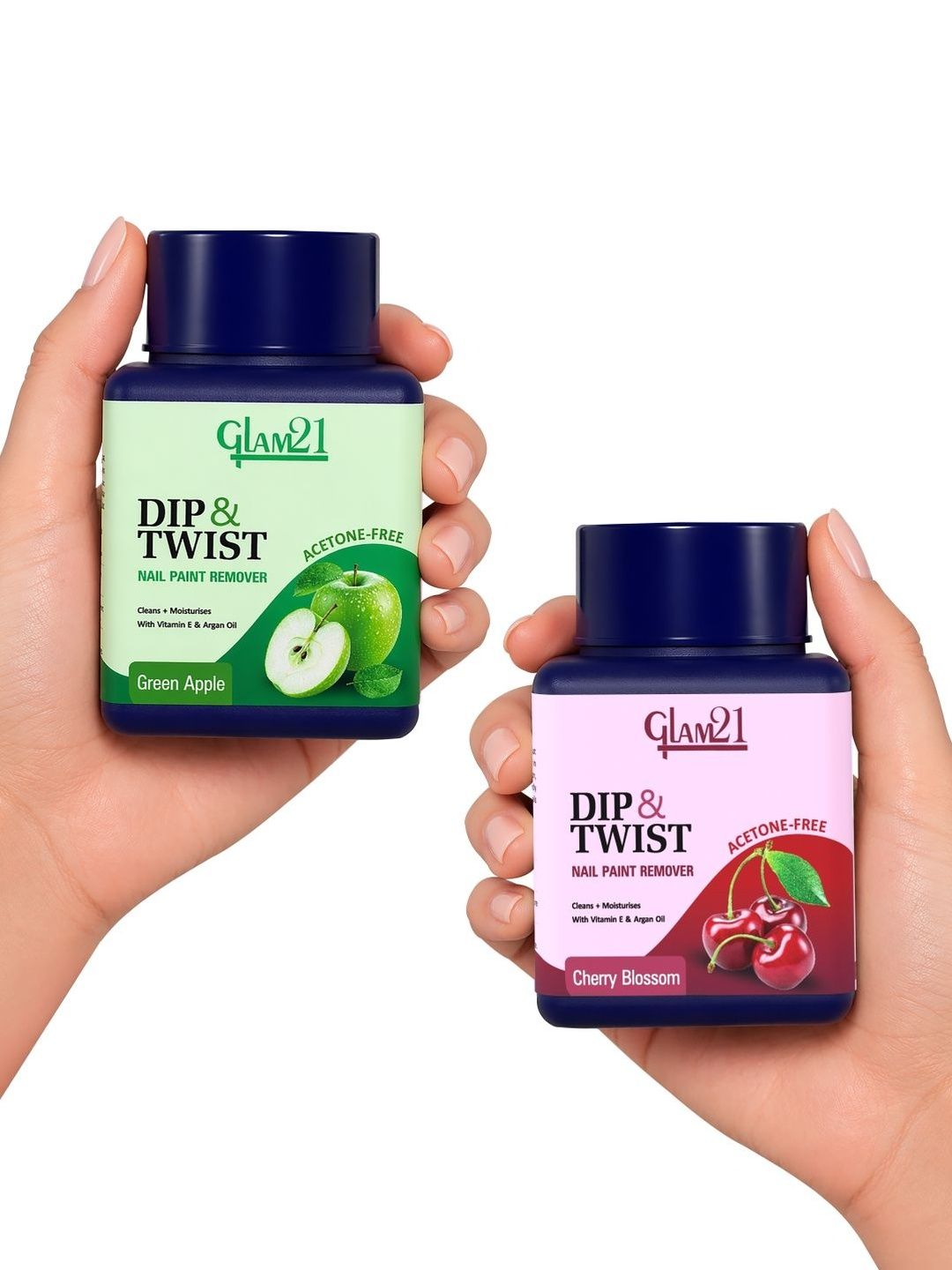 GLAM21 Set Of 2 Dip & Twist Nail Polish Remover - 80ml Each - Green Apple & Cherry Blossom-picture-19