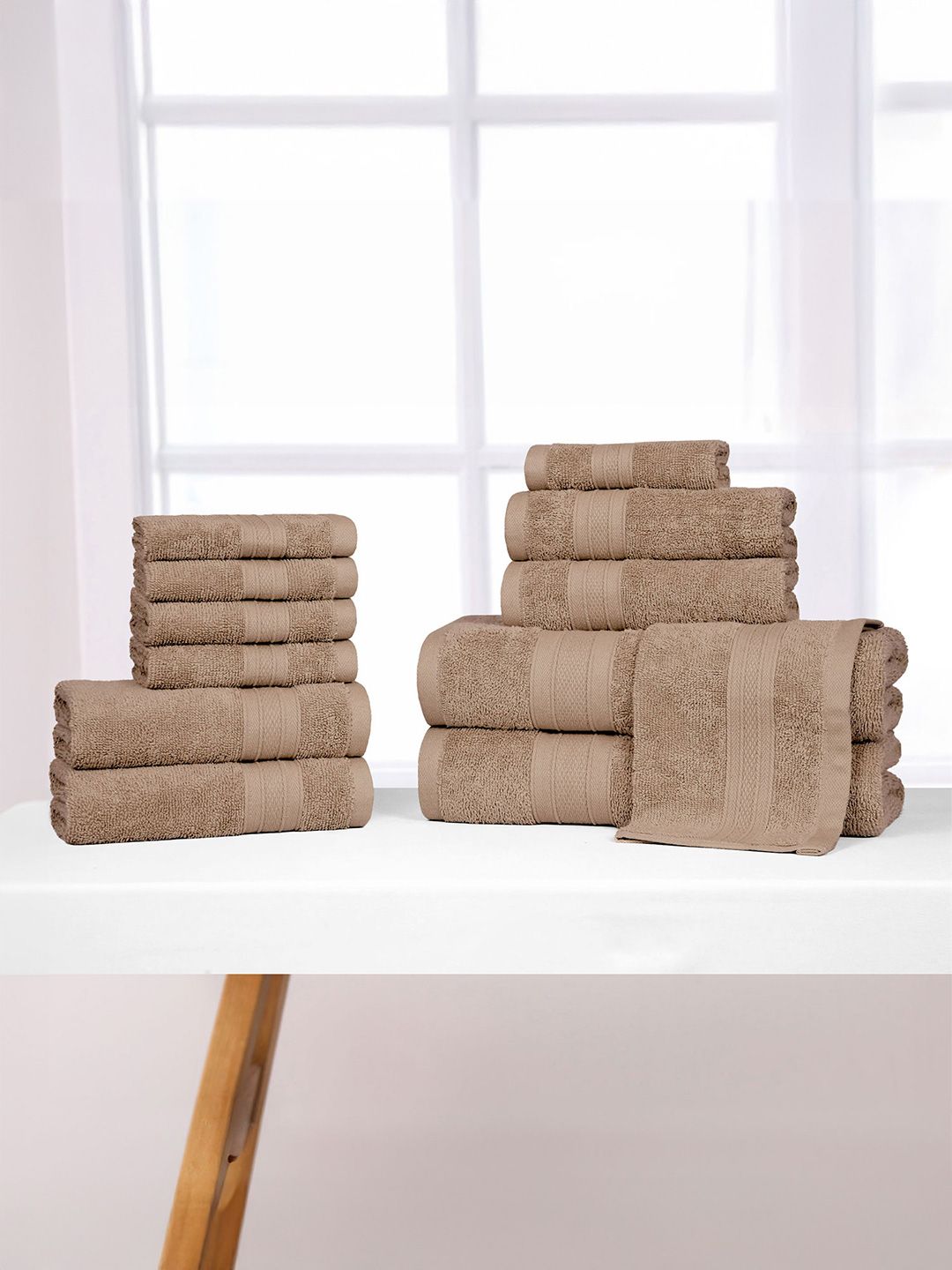MYTRIDENT Beige & Brown Cotton 500 GSM Towel Set-picture-51