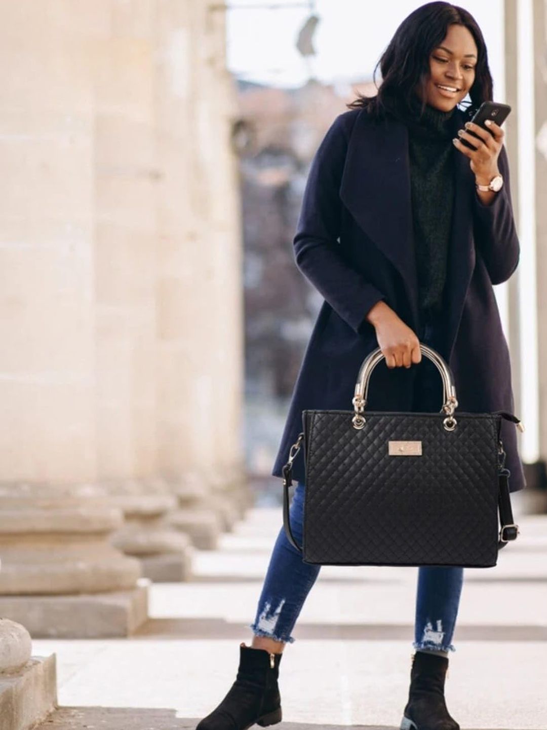 SS GLOSSY Textured Structured Handheld Bag with Quilted-picture-50