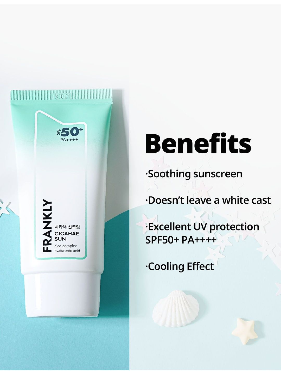FRANKLY SPF50+ Cicahae Sunscreen with Cica & Hyaluronic Acid - 50 ml-image-14