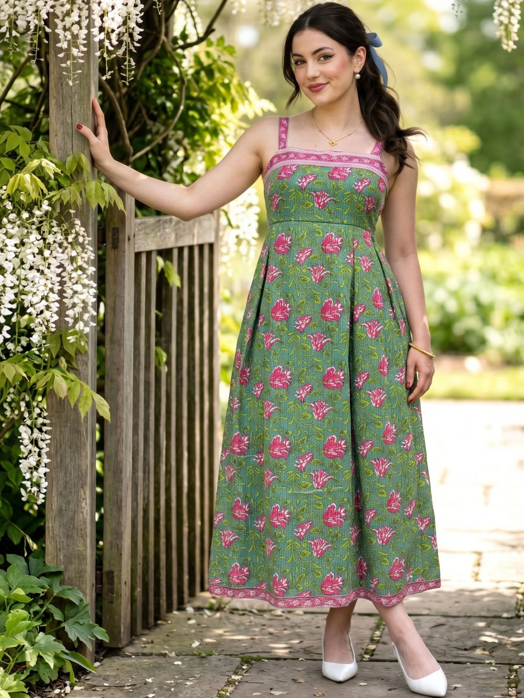 Doria Lifestyle Floral Print Fit & Flare Midi Dress-picture-24