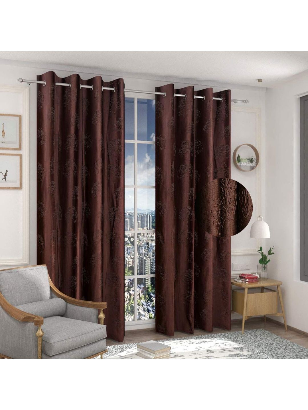 SAI ARPAN Brown Window Curtain-image-11
