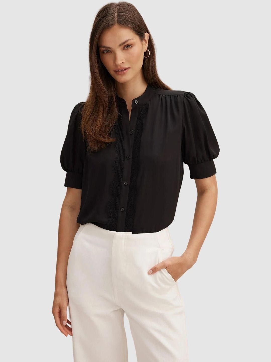 Forever New Mandarin Collar Puff Sleeve Top-picture-29