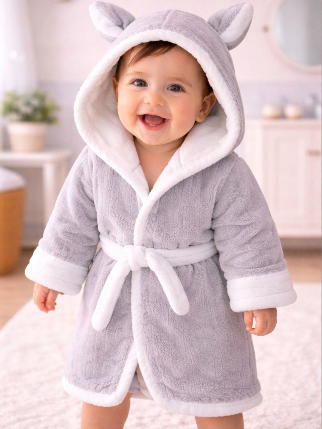 The Little Lookers Kids Microfibre Knee Length Hooded Bath Robe-picture-32