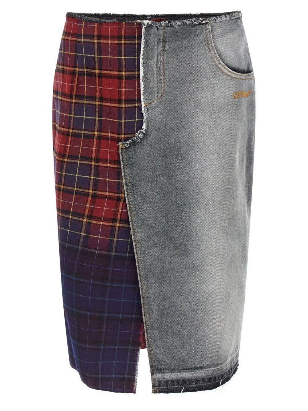 Off-White Women Grey Cotton Skirts-image-0
