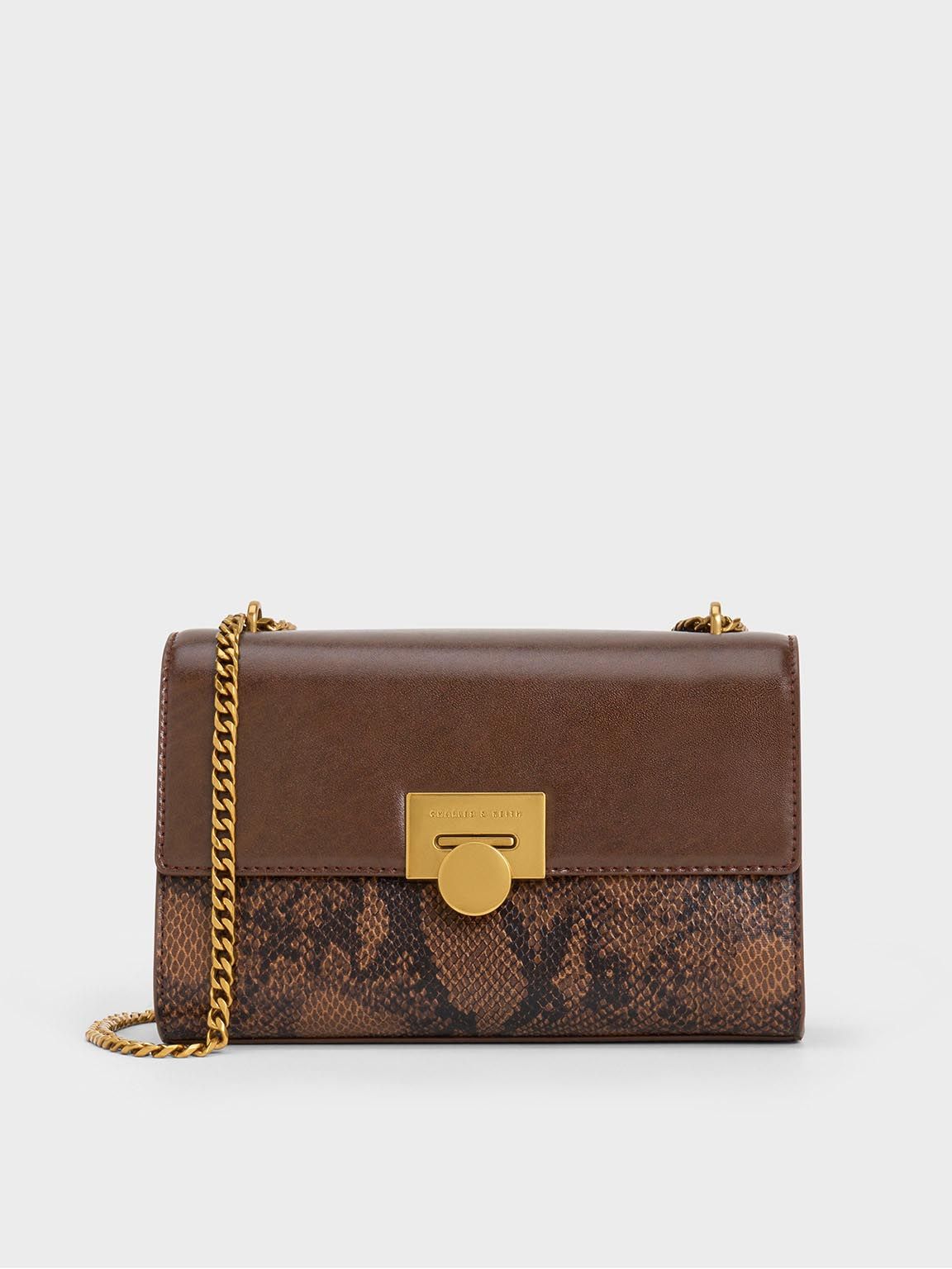 CHARLES & KEITH Ebba Snake Print Chain-Strap Bag-picture-36