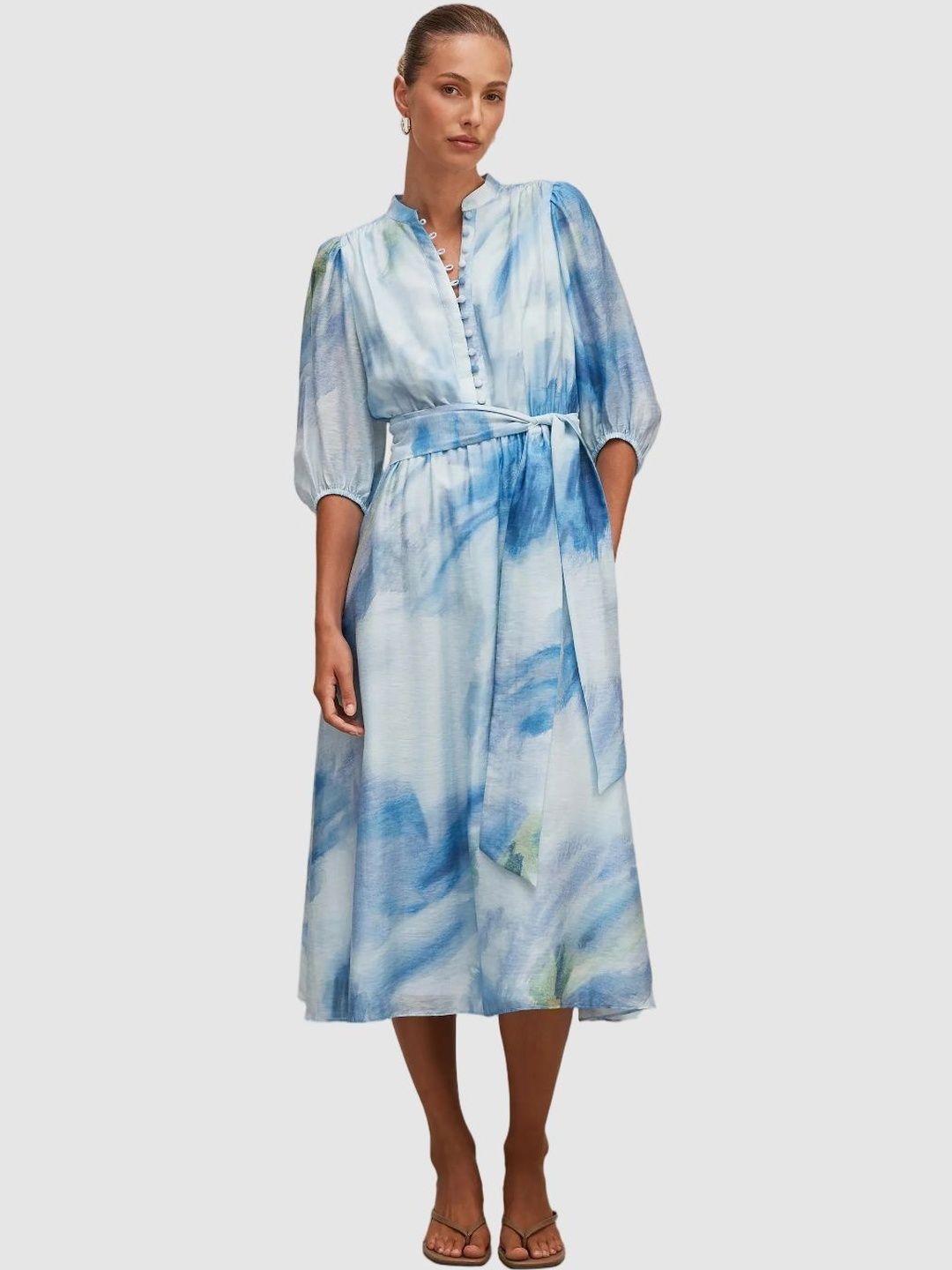 Forever New Print Puff Sleeve A-Line Midi Dress-picture-41