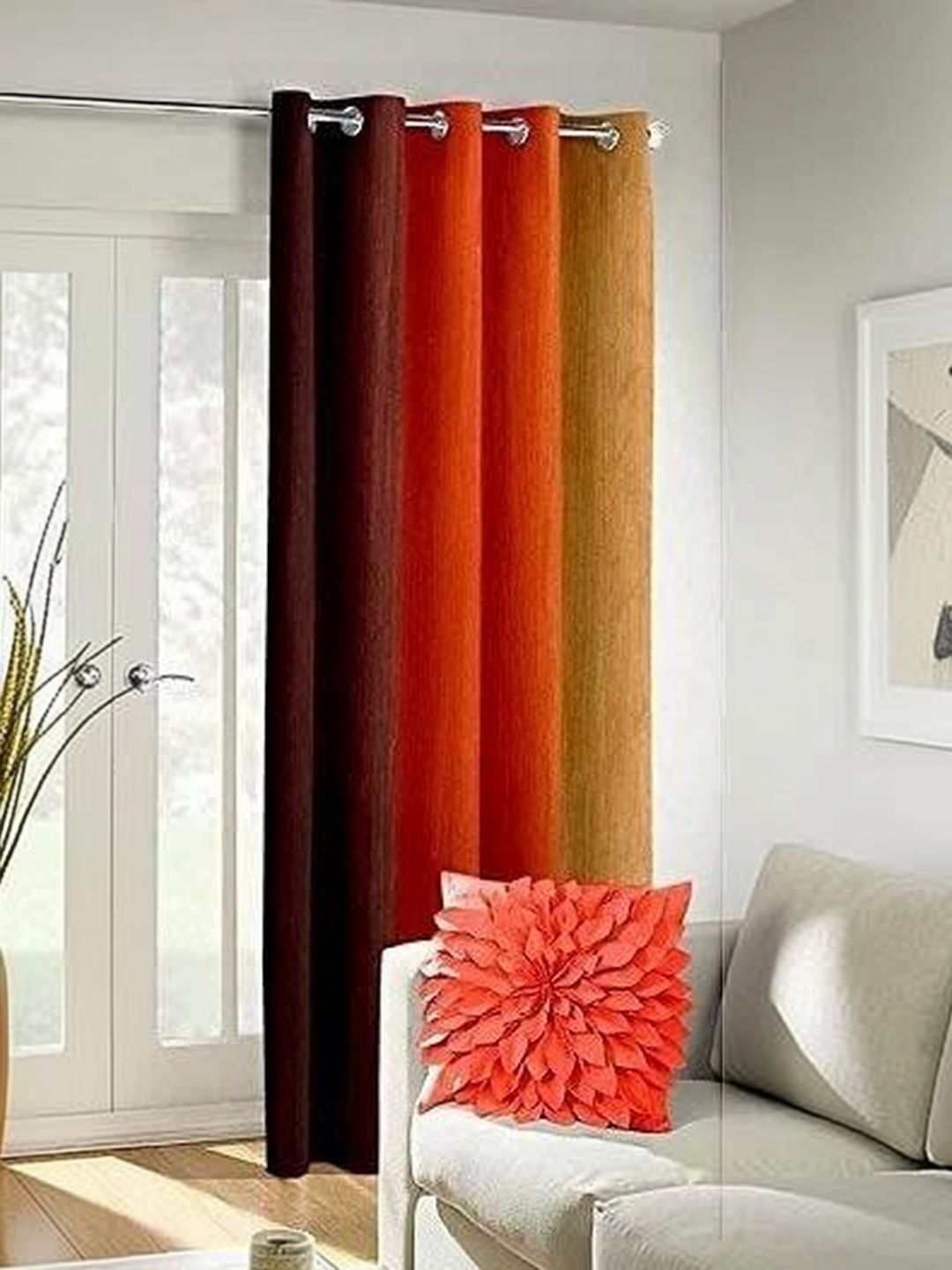 SAI ARPAN Orange Colourblocked Window Curtain-image-46