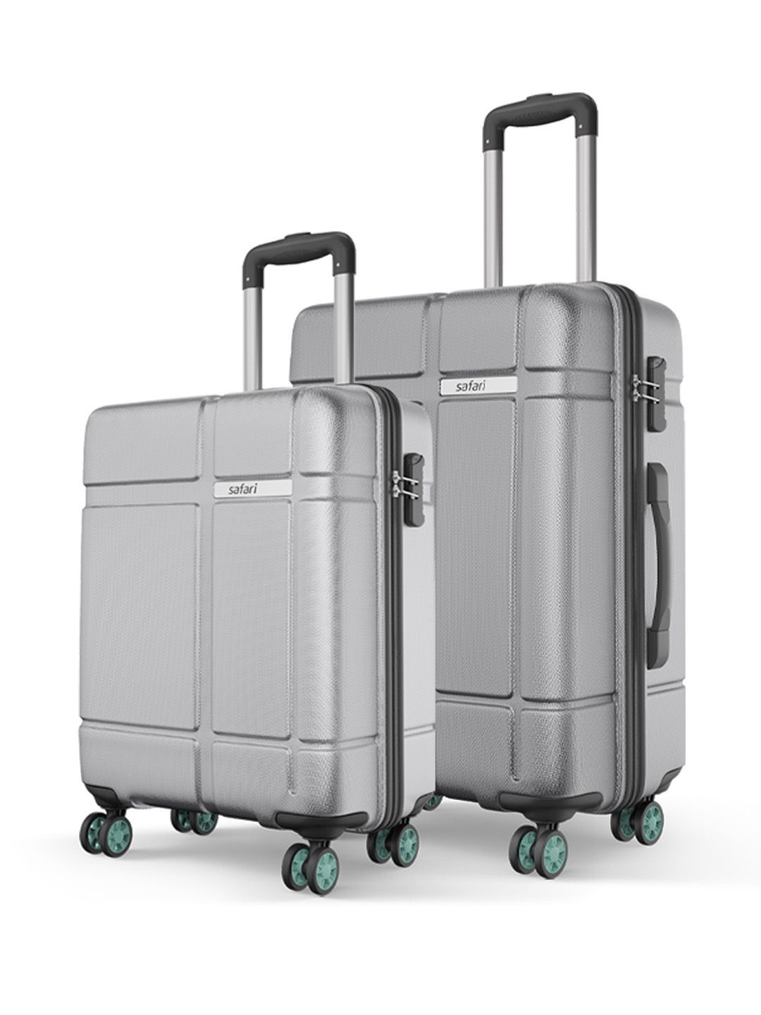 Safari Route Silver Set of 2 Polycarbonate Hard Sided Trolley Bag Suitcase-picture-55