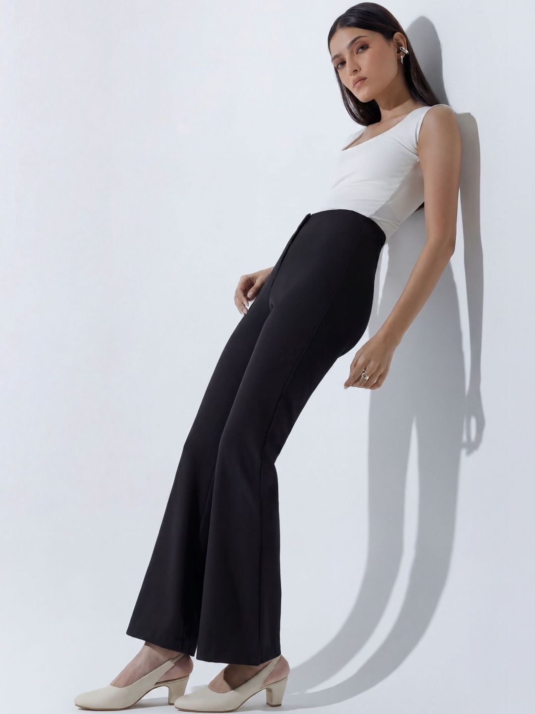 COLOR CAPITAL Women Smart Flared High-Rise Trousers-picture-23