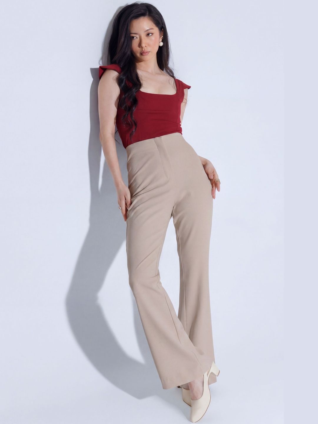 COLOR CAPITAL Women Smart Flared High-Rise Trousers-picture-23