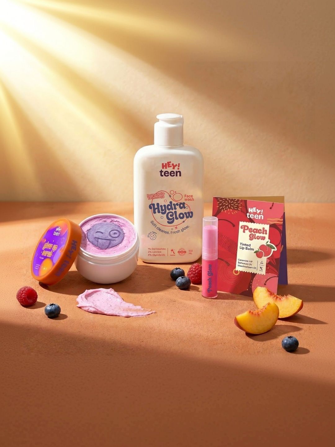 HEY TEEN Set Of 3 Hydra Glow Face Wash, Glow Up Whip Scrub & Peach Glow Lip Balm-image-24