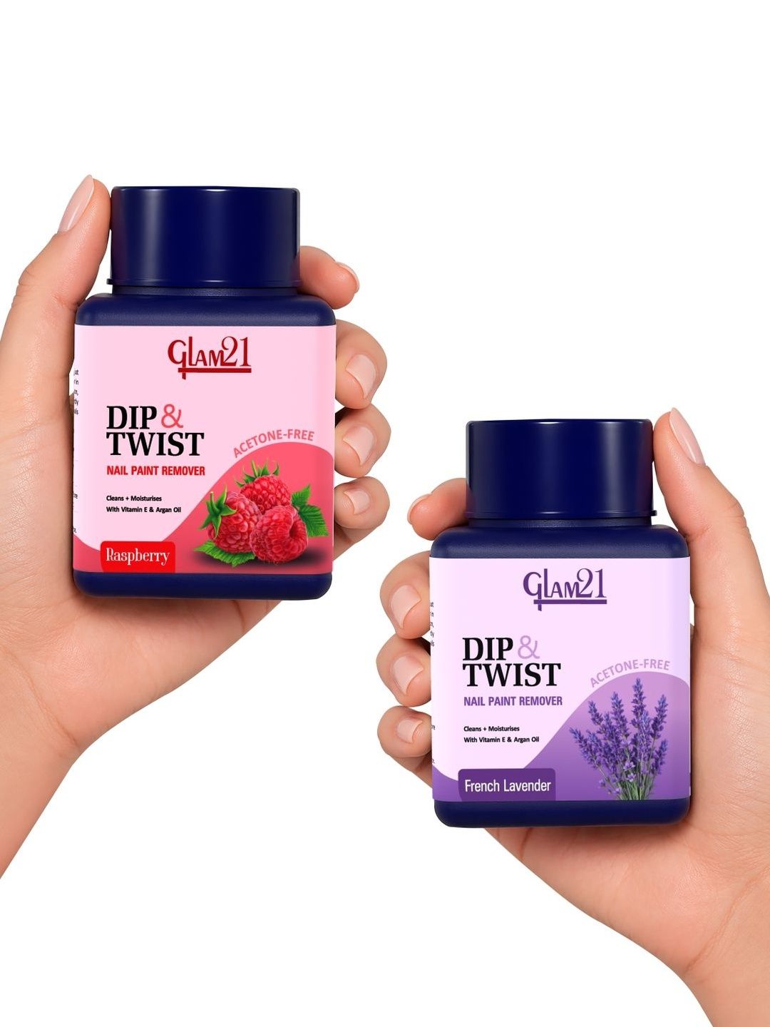 GLAM21 Set Of 2 Dip & Twist Nail Polish Removers - 80ml Each - Raspberry & French Lavender-image-10