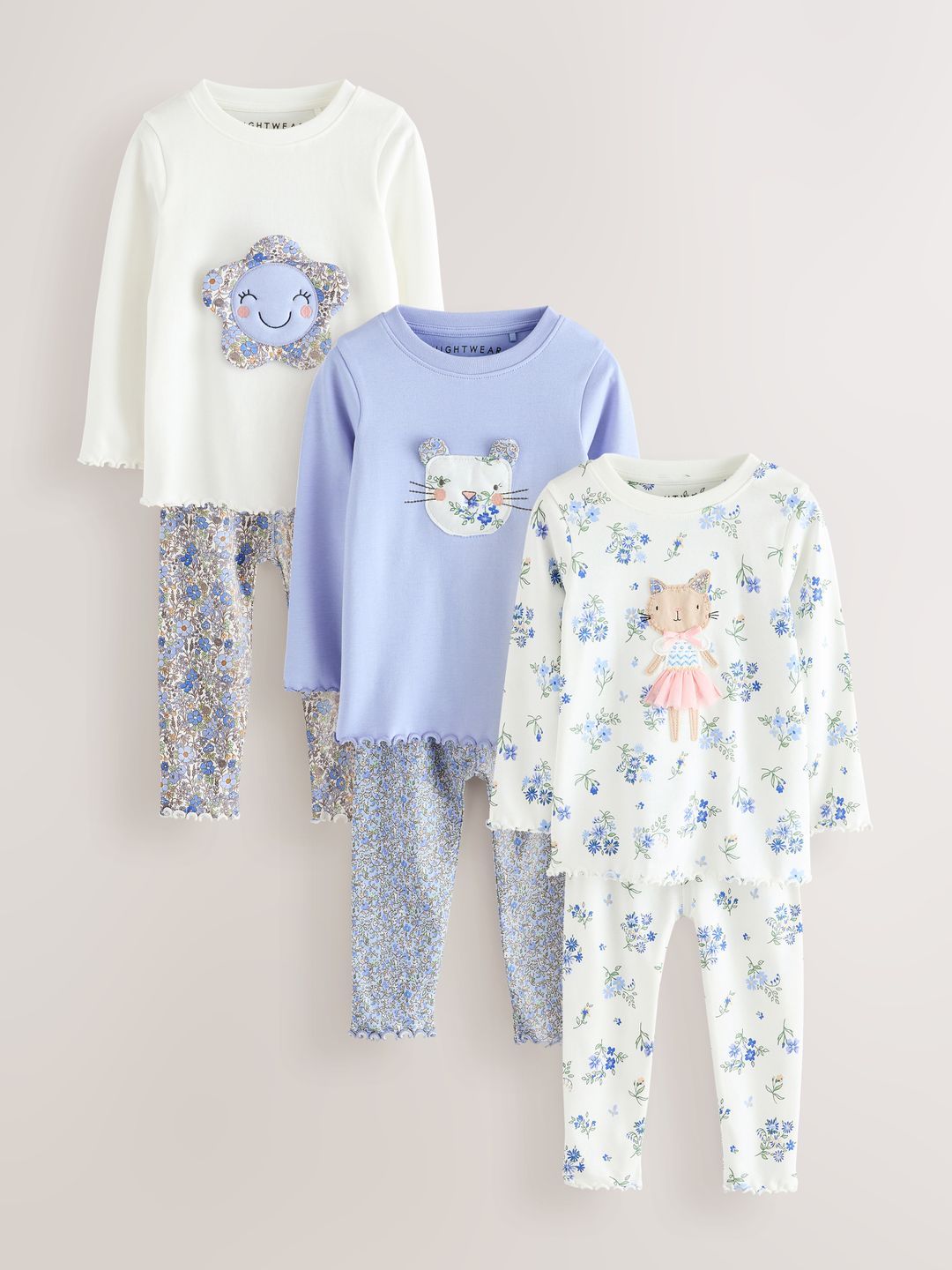 NEXT Girls Pack Of 3 Printed Pure Cotton Night suit-picture-42
