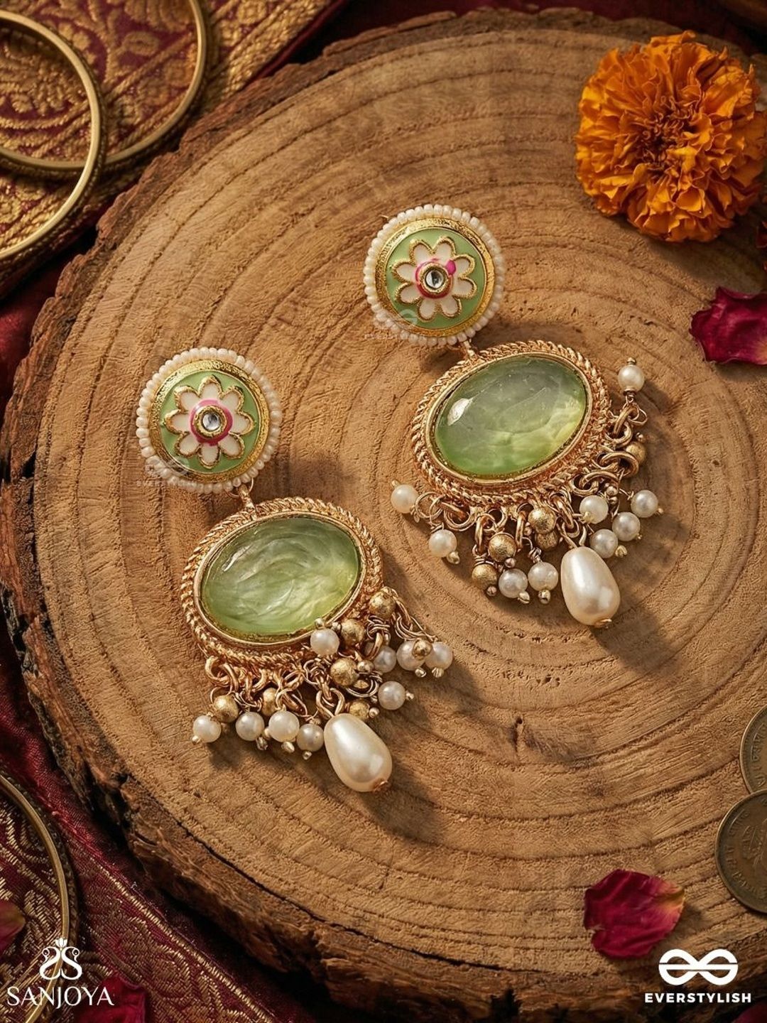 EVERSTYLISH Gold-Plated Stone Studded Drop Earring-picture-55