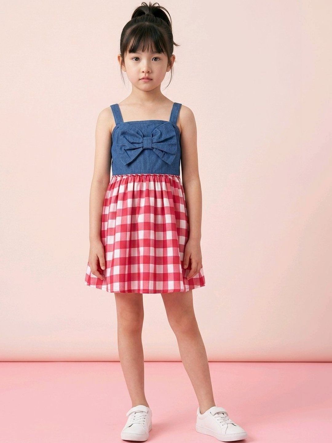 KALINI Girls Checked Fit & Flare Dress-image-23